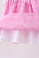 Pink bow gingham ruffle dress