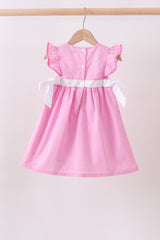 Pink bow gingham ruffle dress