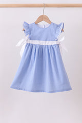 Blue bow gingham ruffle dress