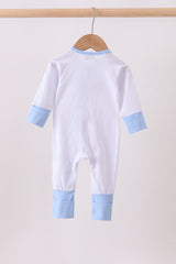 Blue dot horse embroidery romper