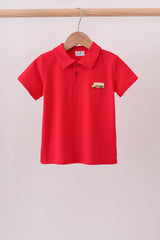 Red School Bus Pocket Polo Shirt
