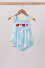 Blue Apple Embroidery Gingham Bubble