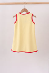 Scalloped Apple Embroidery Bow Dress