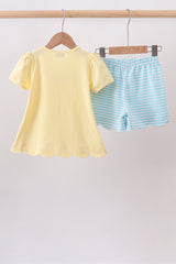 Yellow Apple Embroidery Scalloped Set