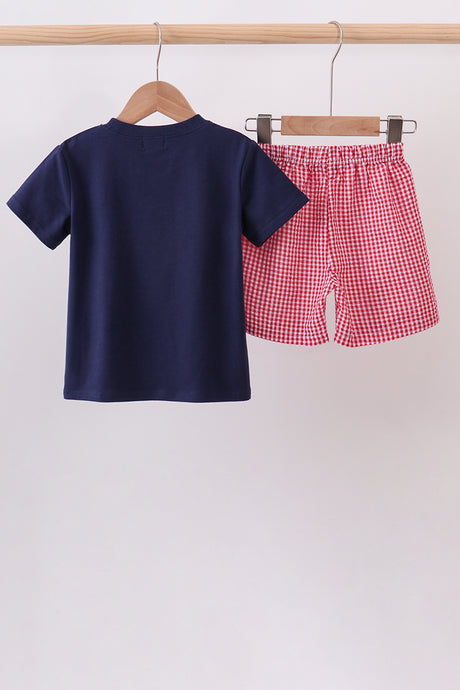Navy Apple Embroidery Set