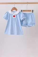 Blue Apple Smocked Bloomer Set