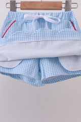 Blue Apple Applique Skorts Set