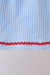 Blue Scalloped Apple Bow Skorts Set