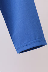 Royal blue puppy pumpkin embroidery top