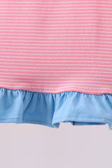 Pink puppy embroidery ruffle pants set