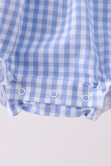Blue gingham pumpkin embroidery bow bubble