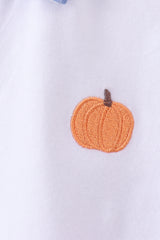 Blue gingham pumpkin embroidery shorts set