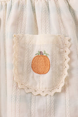 Cream pumpkin embroidery plaid bloomer set