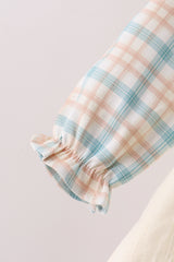 Cream plaid button dress