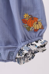 Blue pumpkin embroidery lace ruffle bubble