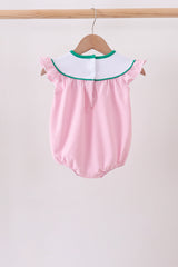 Pink stripe duck embroidery ruffle bubble
