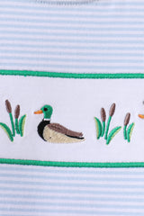 Blue stripe duck embroidery shorts set