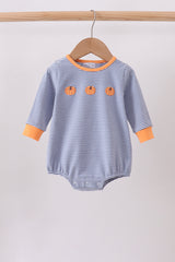 Teal stripe pumpkin embroidery bubble