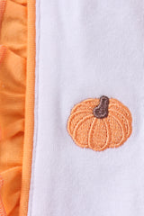 Teal stripe pumpkin embroidery ruffle dress