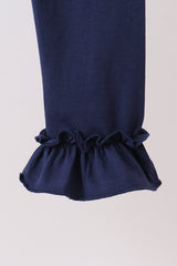 Navy ruffle pants