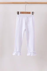 White ruffle pants