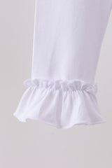 White ruffle pants