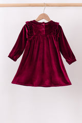 Maroon velvet ruffle dress
