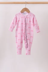 Pink bow print bamboo romper
