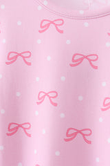 Pink bow print pants set