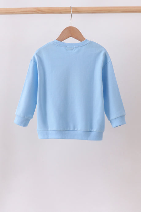 Blue Floral Bow Embroidery Top