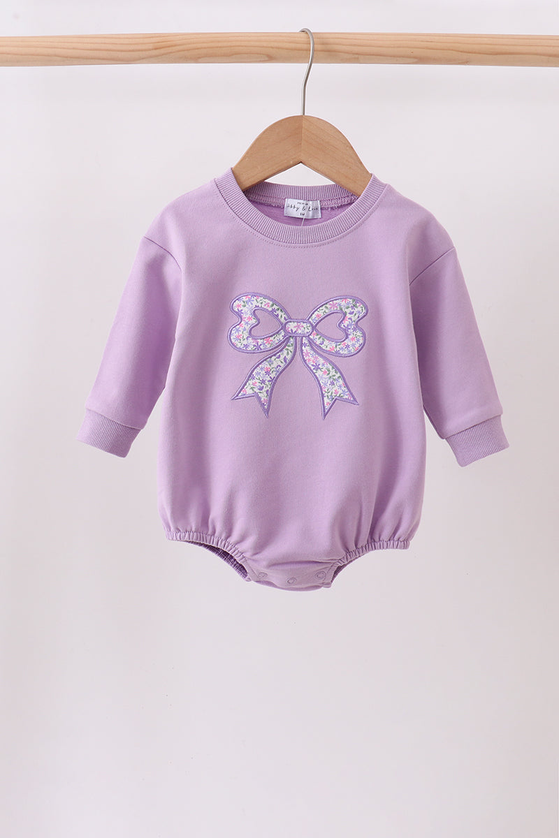 Purple Floral Bow Embroidery Bubble