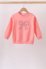 Pink Floral Bow Embroidery Top