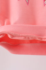 Pink Floral Bow Embroidery Top
