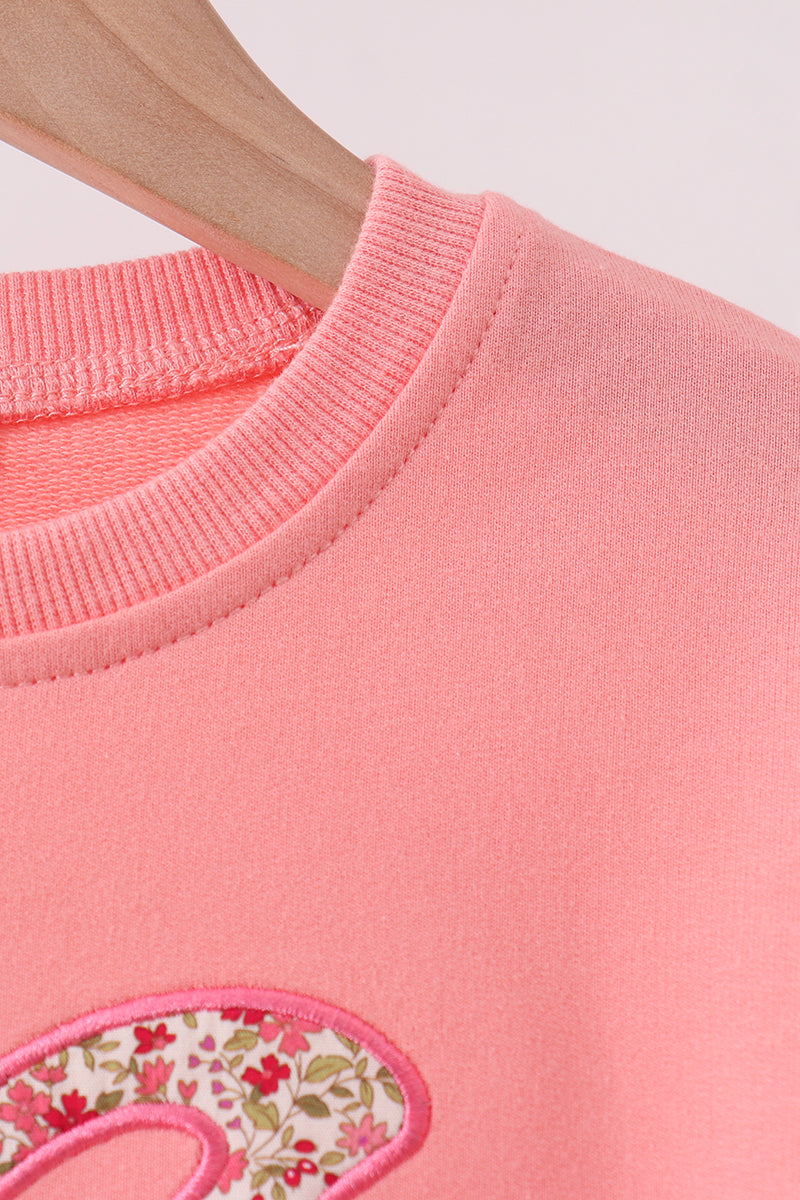 Pink Floral Bow Embroidery Top