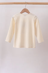 Beige ghost bow embroidery top