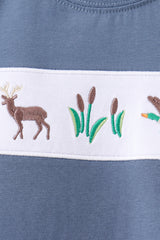 Teal hunting embroidery pants set