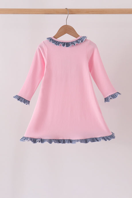 Pink turkey applique ruffle dress