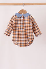 Blue turkey embroidery plaid bubble