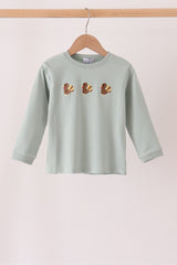 Green turkey embroidery top
