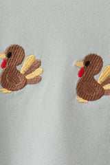 Green turkey embroidery top