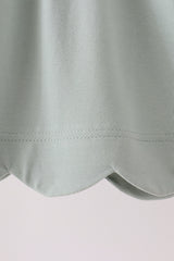 Green turkey embroidery scalloped dress