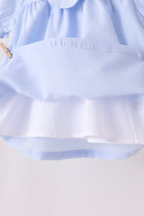 Blue turkey embroidery checkered bloomer set