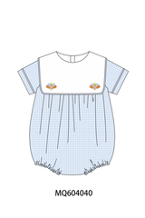 Blue turkey embroidery checkered bubble