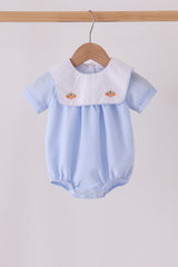 Blue turkey embroidery checkered bubble