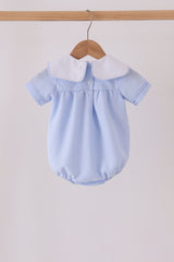 Blue turkey embroidery checkered bubble