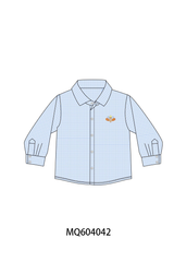 Blue turkey embroidery button down shirt