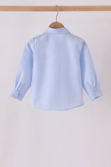 Blue turkey embroidery button down shirt
