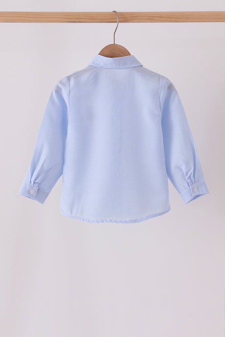 Blue turkey embroidery button down shirt