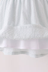 Green plaid turkey embroidery ruffle dress