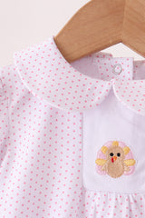 Pink dot turkey embroidery ruffle bubble